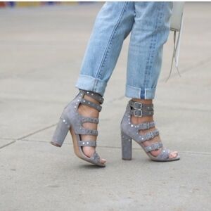 Sam Edelman Gray York Studded Sandals Suede size 8
